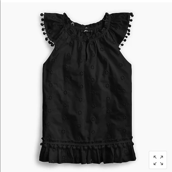J. Crew Tops - J. Crew Eyelet Pom-Pom Top in Cotton Poplin